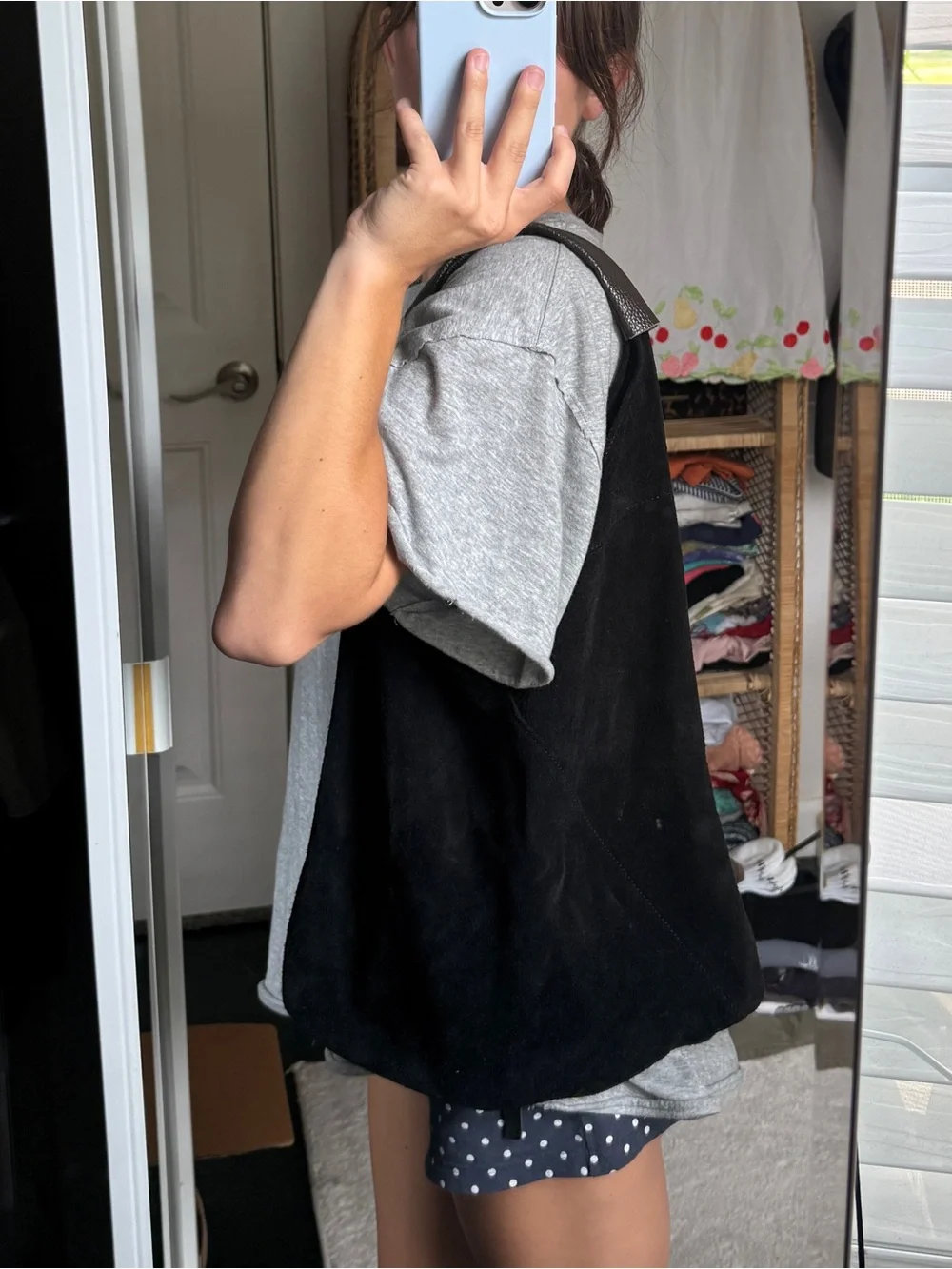 Italian Black Suede Hobo Shoulder Bag Made in Italy Boho Minimalist
